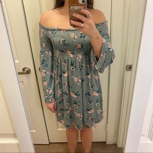Flowy floral off the shoulder dress